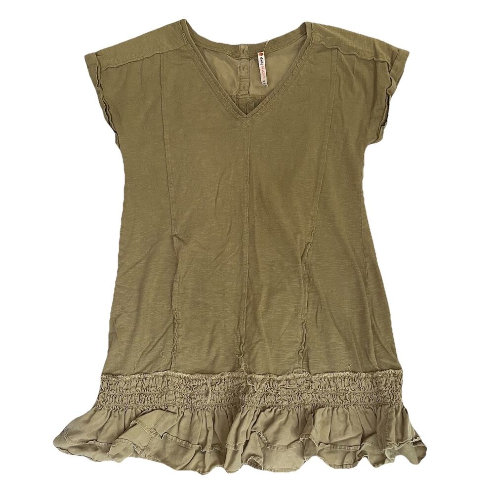 Daily Practice Anthropologie Solana Ruffled Tunic Dress Women's XS Olive